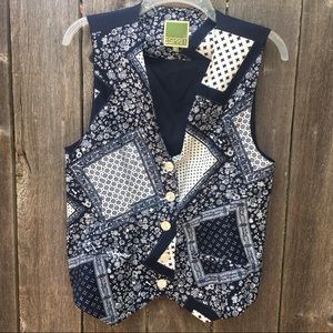Vintage Espirit Vest Blue Design Sz 9